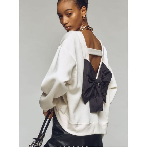 Maeve Tops - Maeve Anthropologie Bow Back sweatshirt ivory white NEW size L